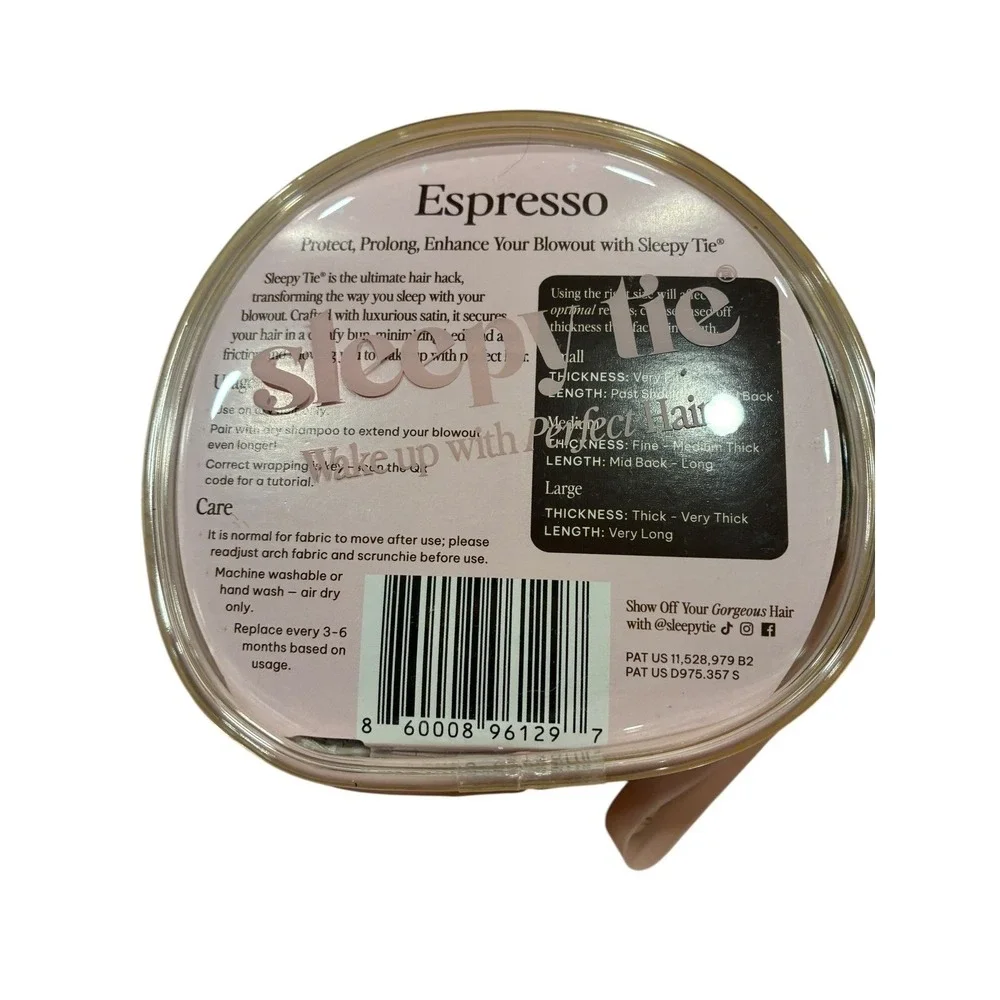 Sleepy Tie Satin Blowout Protector Medium Espresso NIB Overnight Hair Hack